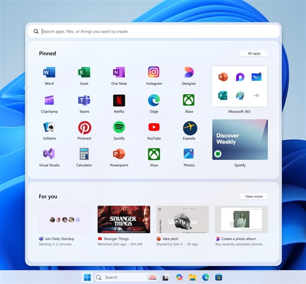 微软展示Windows 11五种开始菜单概念图:可能永远不会发布