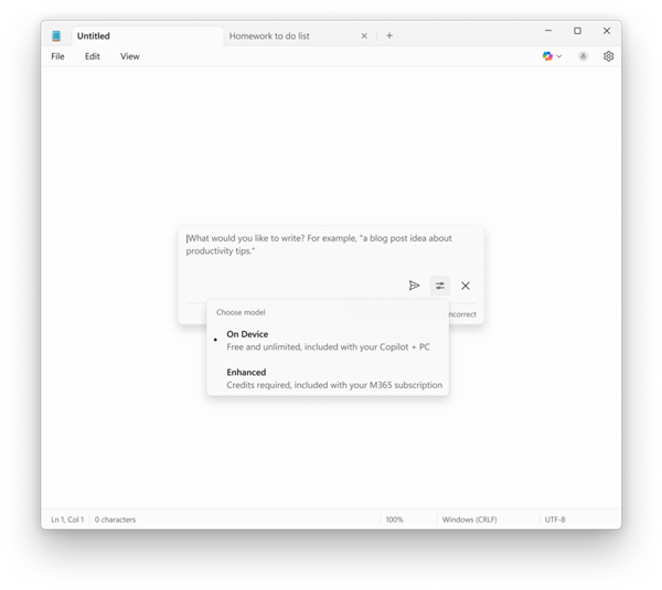 Windows 11记事本终于迎来本地AI模型支持:无需付费即可生成、重写等