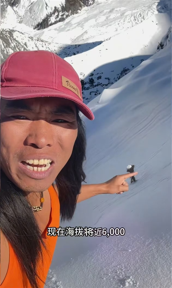 硬核博主只穿背心爬雪山：在海拔6000米处发现雪莲花