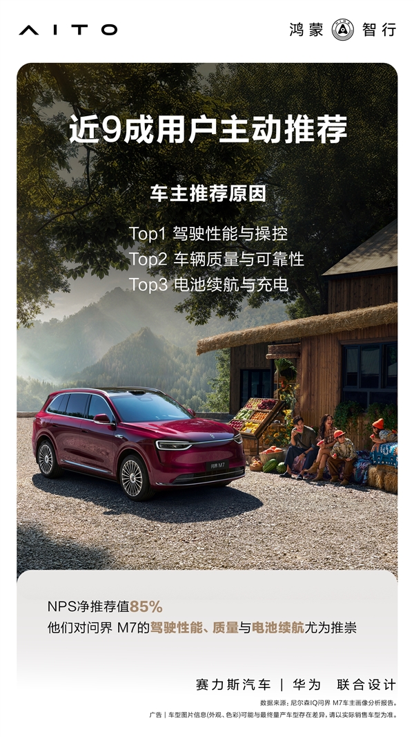 累计交付43万辆 官方公布问界M7用户画像:90后成绝对主力